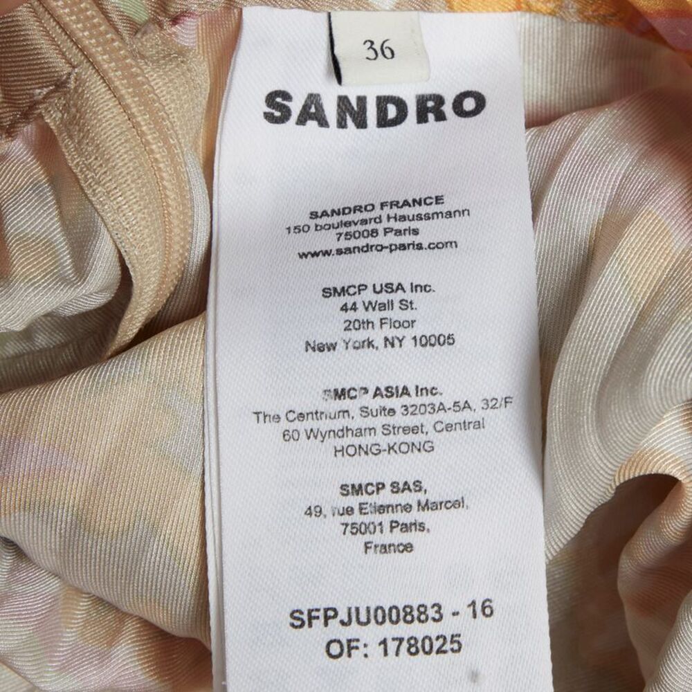 Sandro Multicolour Floral Print Sateen Fulgence Pleated Midi Skirt S - Picture 6 of 7